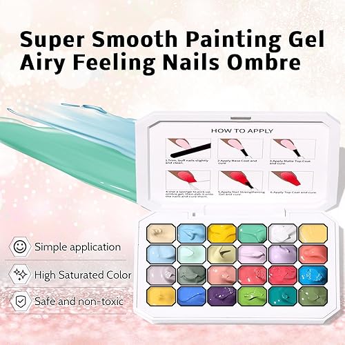 Miniatura 3 de Karroy Gel de uñas Sponge Pat Paint, gel de uñas para dibujar delineador, pintura floral, rubor degradado Aura floreciente, arte de uñas para salón