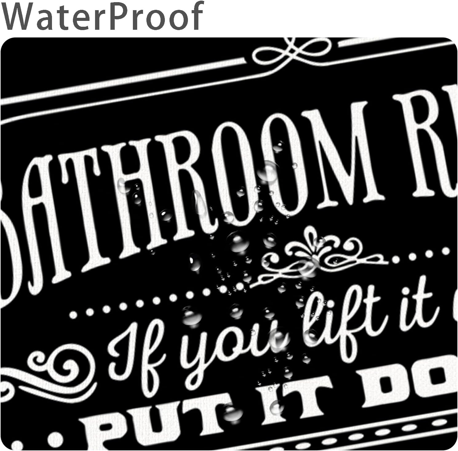 Funny Quotes Shower Curtains, Cool Bathroom Rules Shower Curtain, Fun 72 x 84 Inch Black and White Fable Motto Waterproof Shower Curtains with Metal Hooks for Bathroom Decor