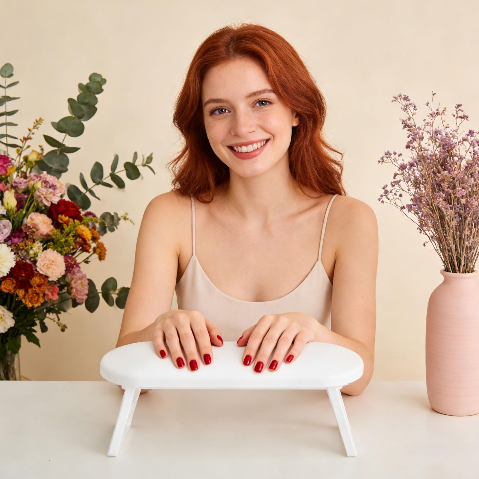 poggiamani per salone di bellezza, pieghevole cuscino poggiamani con pinzetta di precisione in acciaio inossidabile da 80 mm per manicure domestica e saloni di bellezza (bianco)