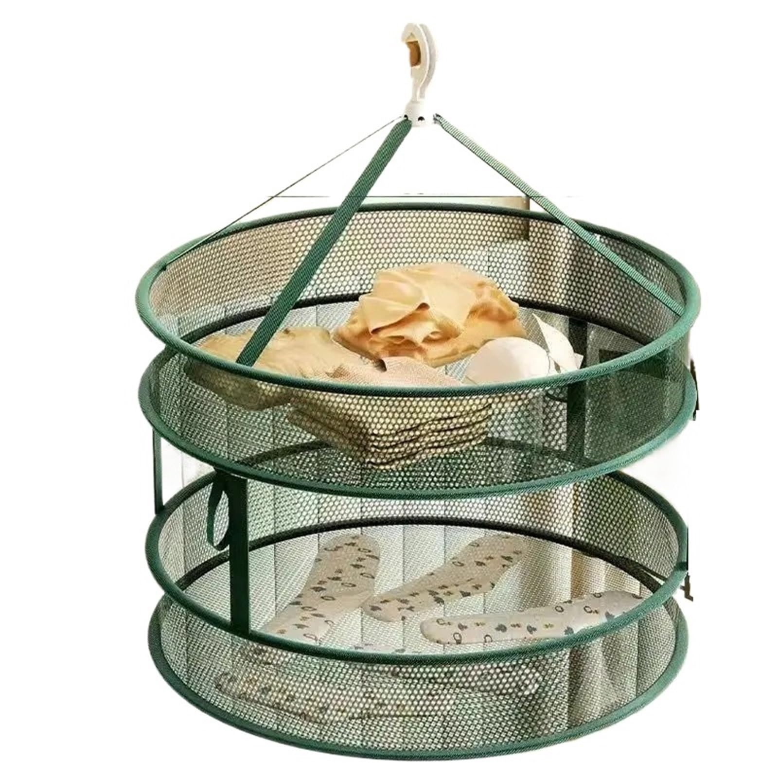 MRKU Folding Laundry Basket Household Storage Drying Net 2pcs Clothes Drying Net Sweater Socks Wool Tiled Rack Pocket