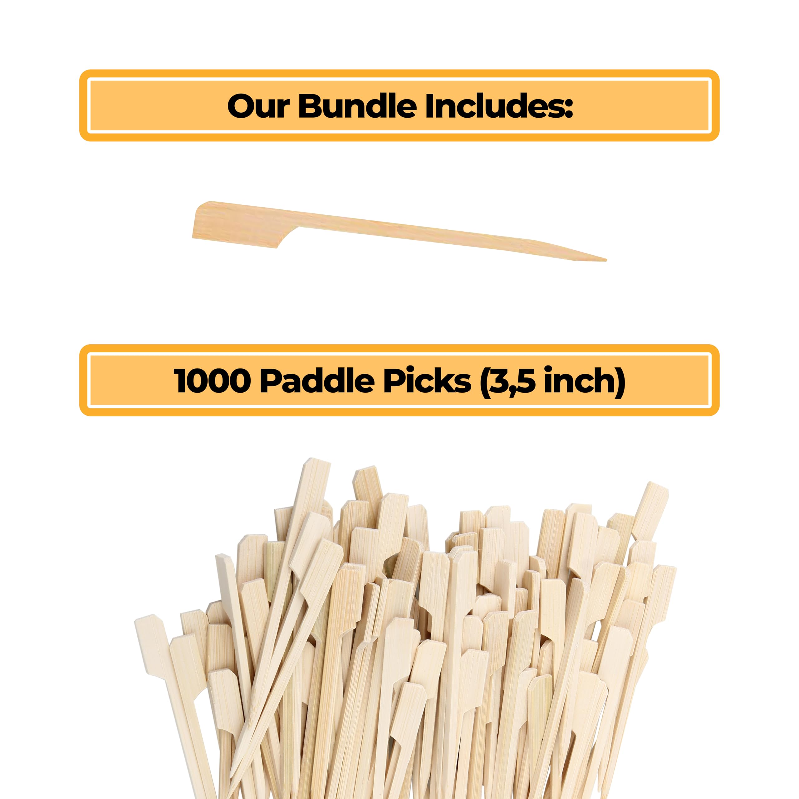 Bamboo Cupcake Topper Sticks - 3.5 Inch (1000 Pack) Toothpicks for Appetizers – Cake Topper Sticks, Cocktail Skewers, Bamboo Picks