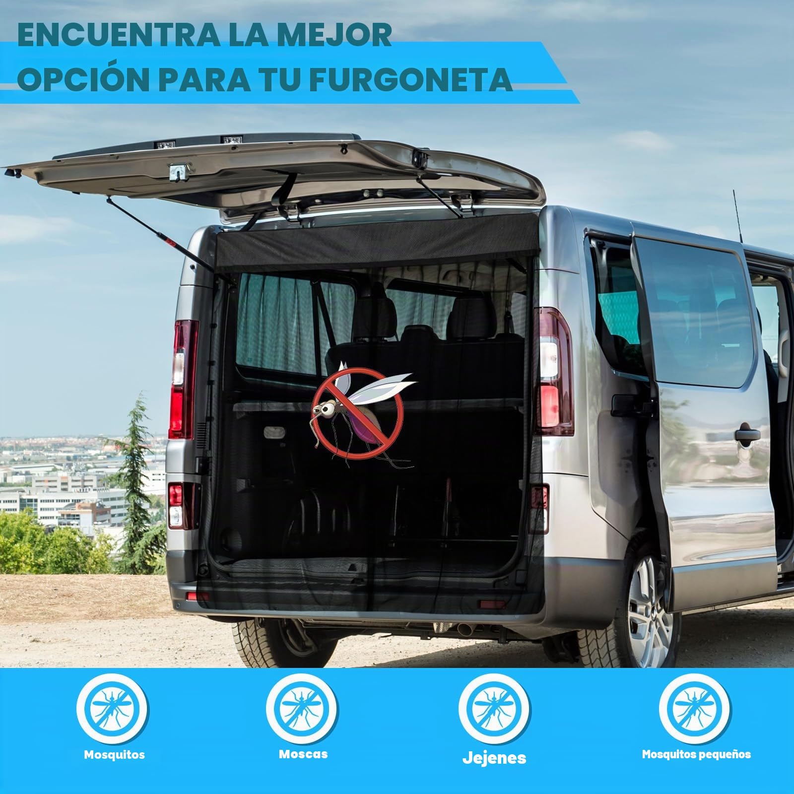 Mosquitera de Coche Reemplazo para Renault Trafic 2001-2024/Vivaro/Talento/NV300, Mosquitera para Puerta Trasera de Coche, Mosquitera Magnética de Una Sola Capa para Acampar