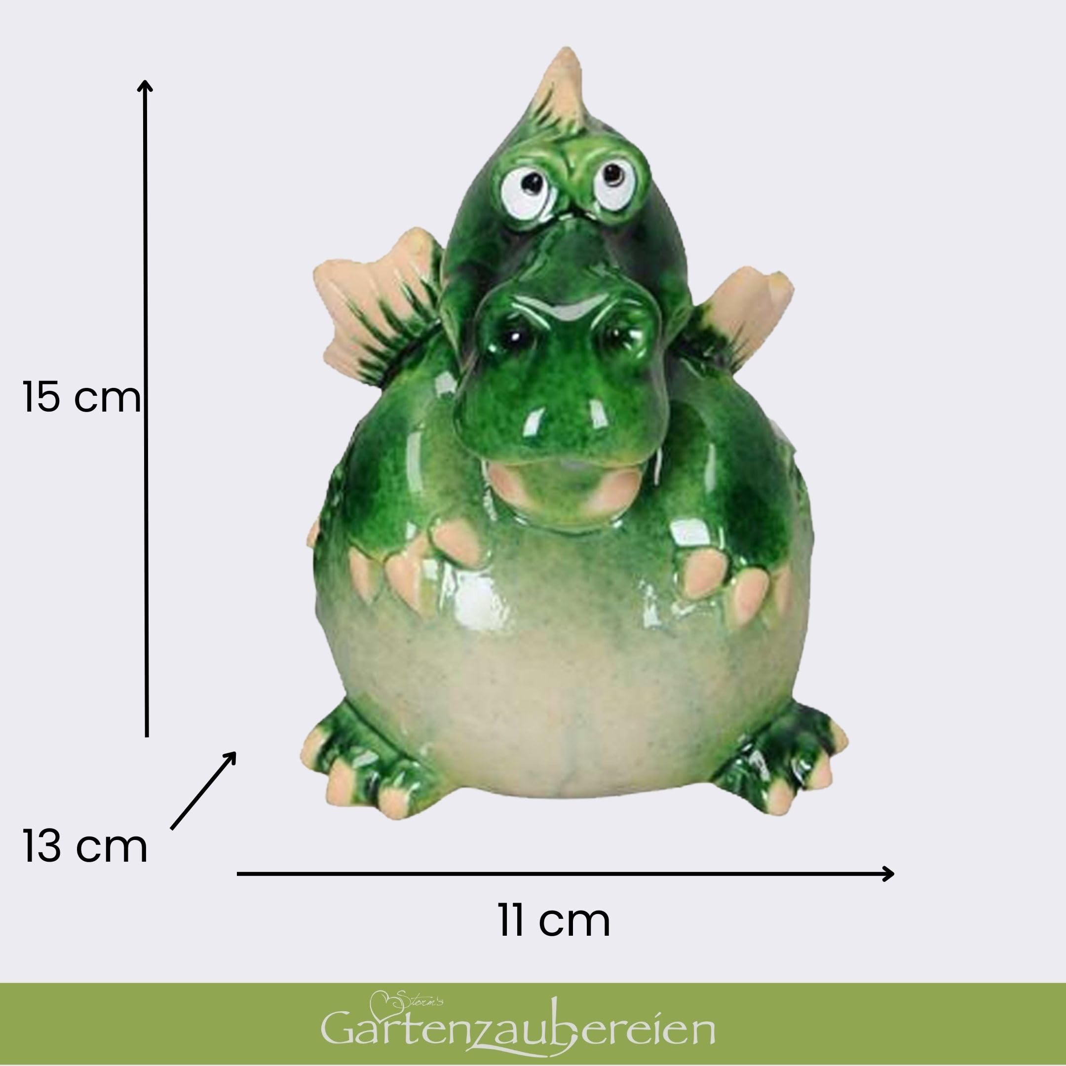 Storm's Gartenzaubereien Wasserspeier Drache mit Solarpumpe - Gartendeko für Miniteich -Teich - Wetterfest lasiert - Einfache Montage - Tierfigur Gartenteich - Teichskulptur