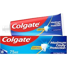 Colgate Maximum Cavity Protection Toothpaste 75ml, with Calcium Boost, Strengthens and Protects Enamel, Protects Against Cavities, Fluoride Toothpaste, Great Regular Flavour Pack of 6