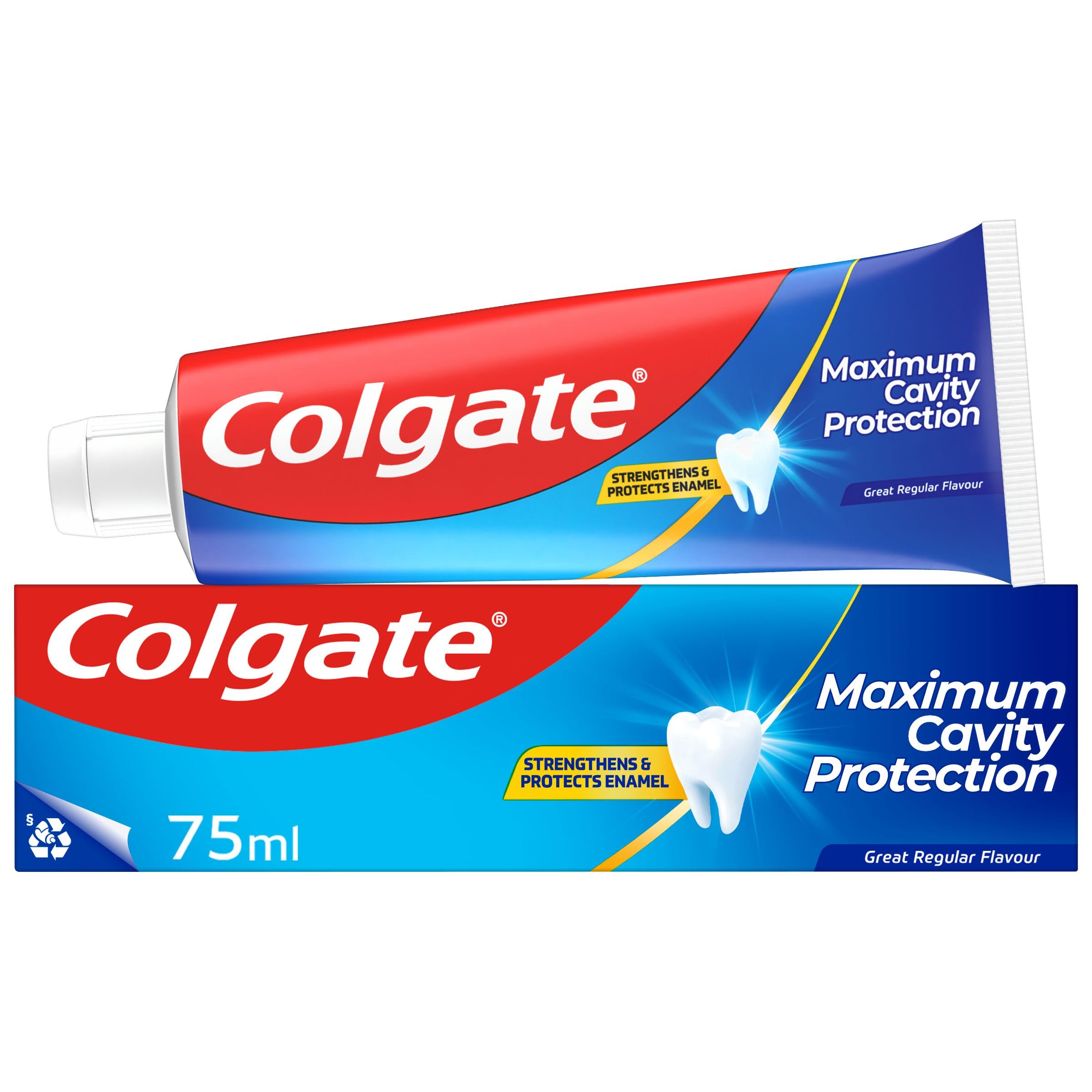 Colgate Maximum Cavity Protection Toothpaste 75ml - Superior** anticavity Technology - 4X Stronger Enamel - Fluoride Toothpaste with arginine - Great Mint Flavour