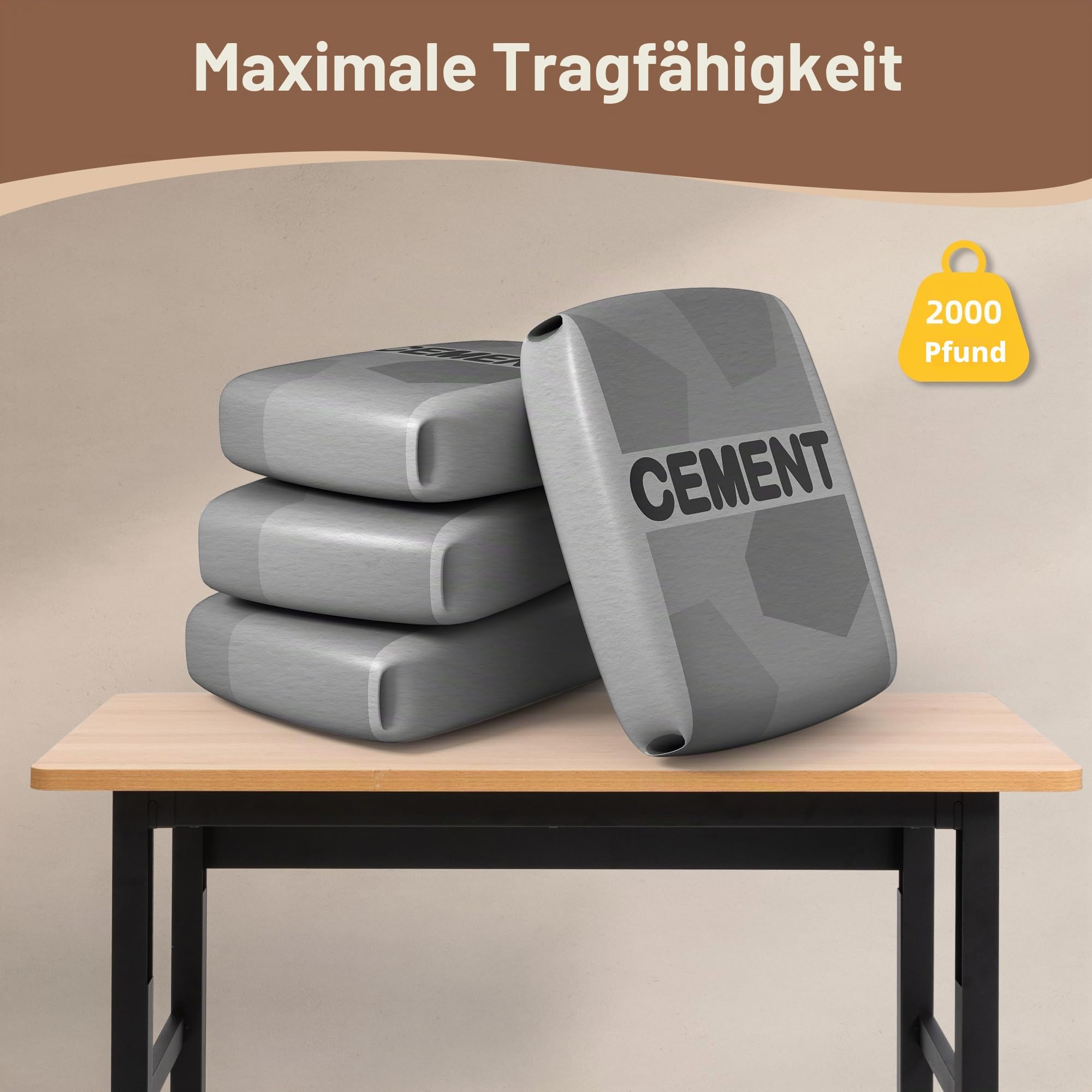 Verstellbare Werkbank, Arbeitstisch für die Garage, robuste Werkbank aus Hartholz mit hoher Tragfähigkeit, schwerer Arbeitstisch für Werkstatt, Büro, Garage und Zuhause