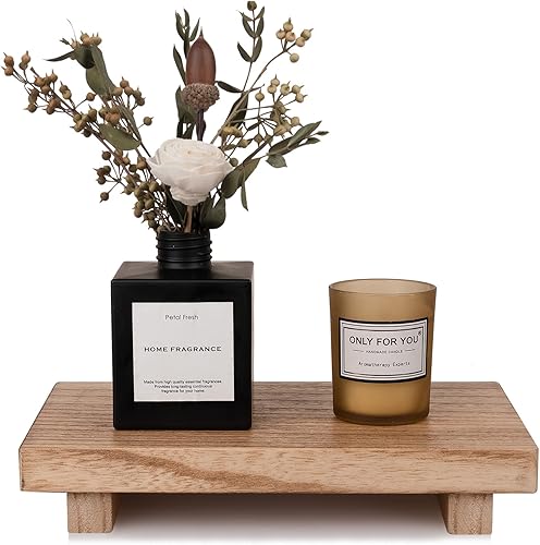 Miniatura 24 de zoocatia Pequeño Soporte de Bandeja de Madera con Pedestal para Decoración de Baño de Granja, Soporte Decorativo de Madera con Altura para Jabonera