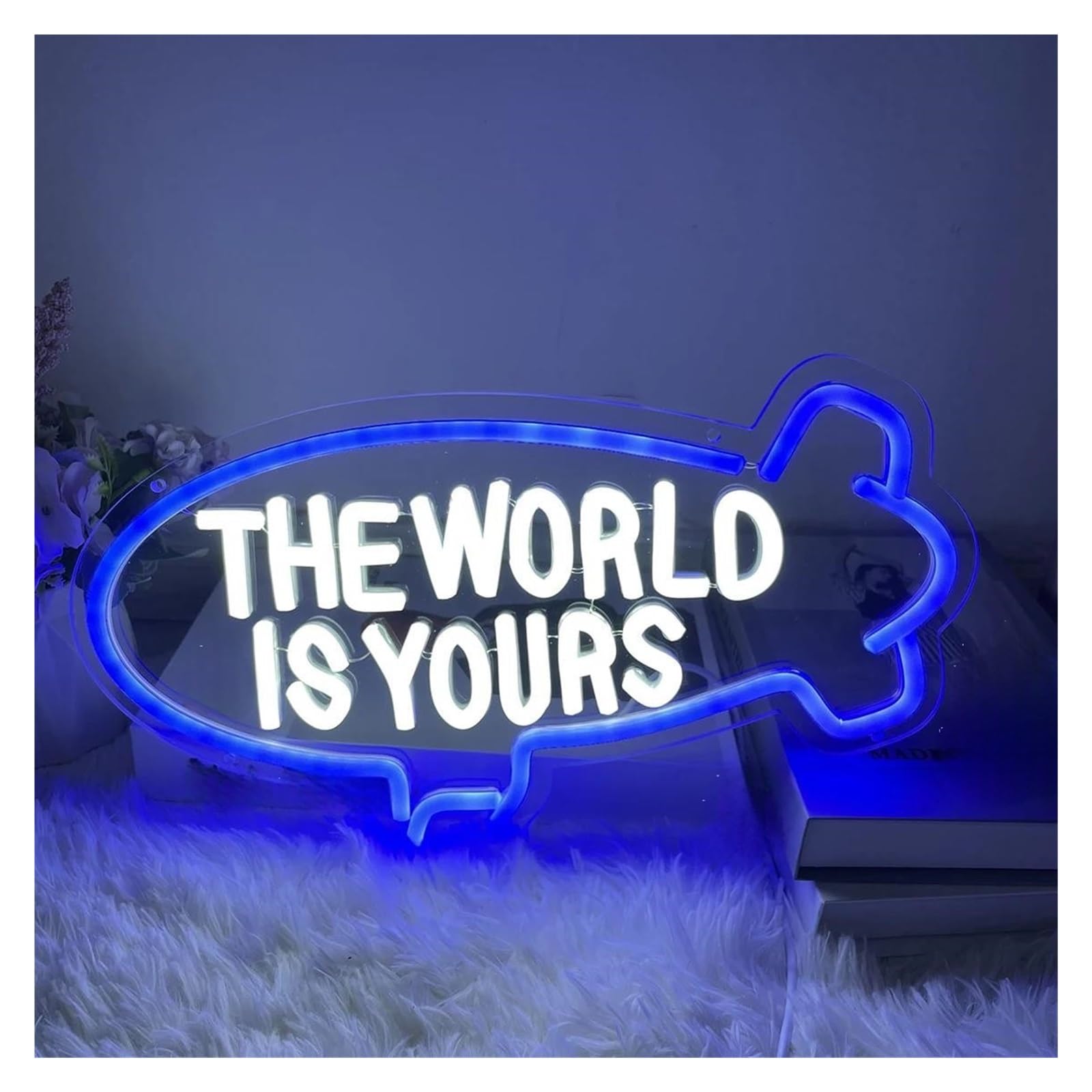 Lemst C Signs Lamp The World Is Yours Neon Signs Usb Powered Adjustable Brightness Letter Lights Suitable For Lub Decor 30Cmx40cm(C)