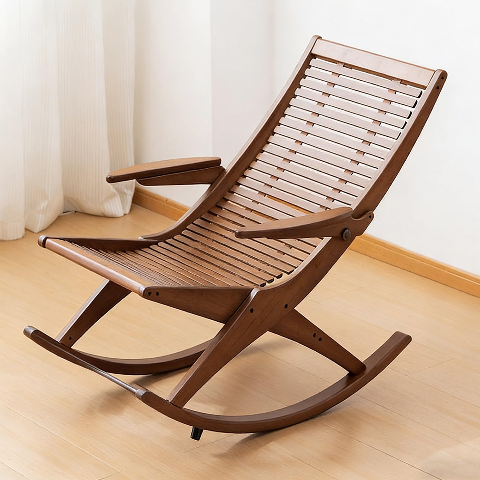 GTHTUHFD Bamboo Rocking Chair, Outdoor Garden Rocker Chair, Patio Lounge Recliner With Armrests, Weight Capacity: 100Kg/220Lb, For Porch, Park