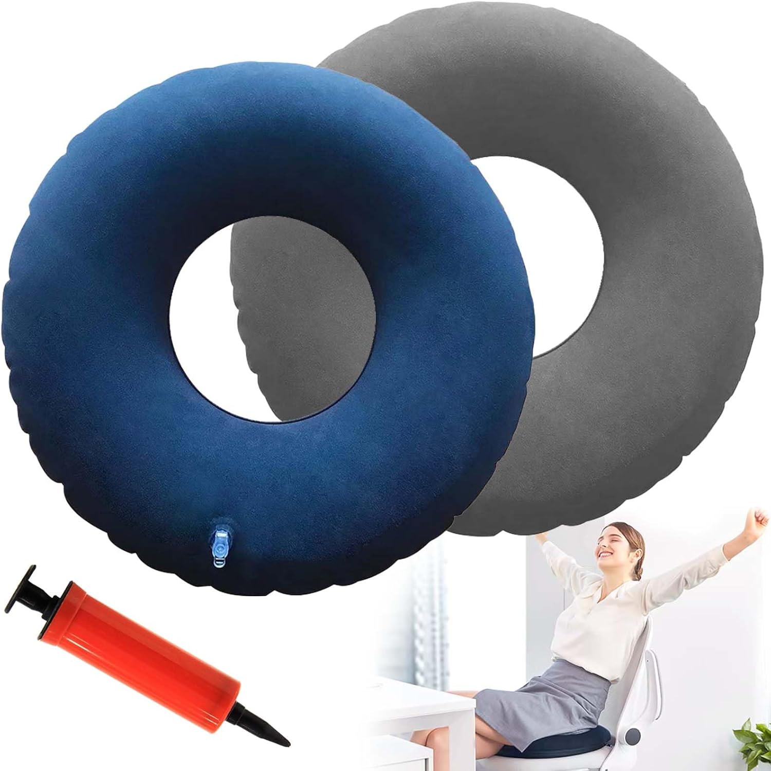 2Pcs Donut Cushion Seat 40cm Inflatable Doughnut Cushion Seat with Air