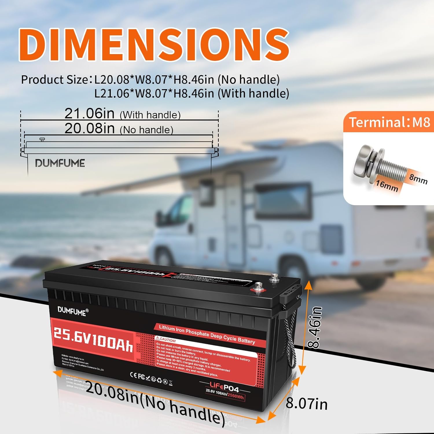 24V 100Ah LiFePO4 Deep Cycle Lithium Battery,15000 Cycles,Built-in 100A BMS,Ideal for Solar, RV & Off-Grid Power Systems