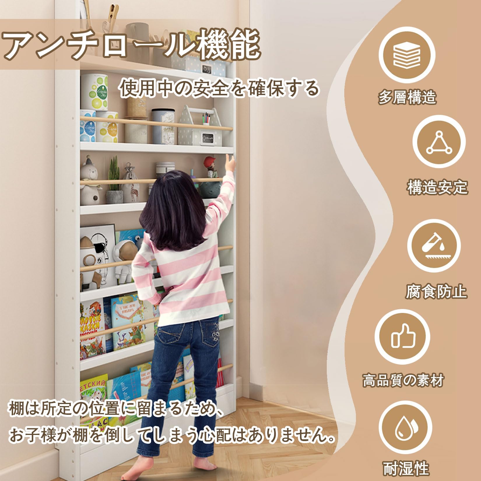 本棚 漫画本収納　スリム 木製 ホワイト　扉裏収納有 高さ調整可能 Amazon｜yurstcggh 本棚 スリム 木製 漫画 絵本棚 ドア裏 本棚 ドアの