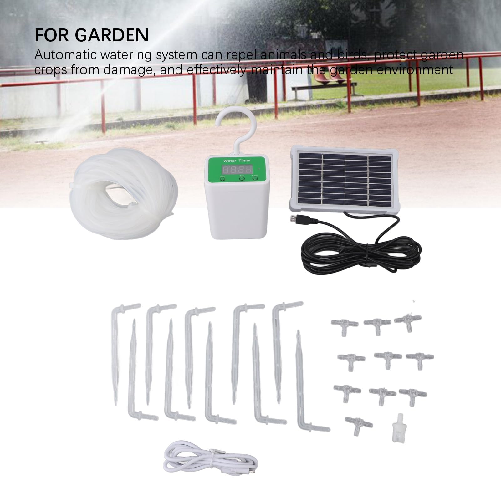 Irrigatore Automatico per Piante, Sensore di Temporizzazione a Energia Solare Impermeabilizzazione Kit Automatico di Irrigazione a Goccia per Giardino, Kit di Irrigazione per