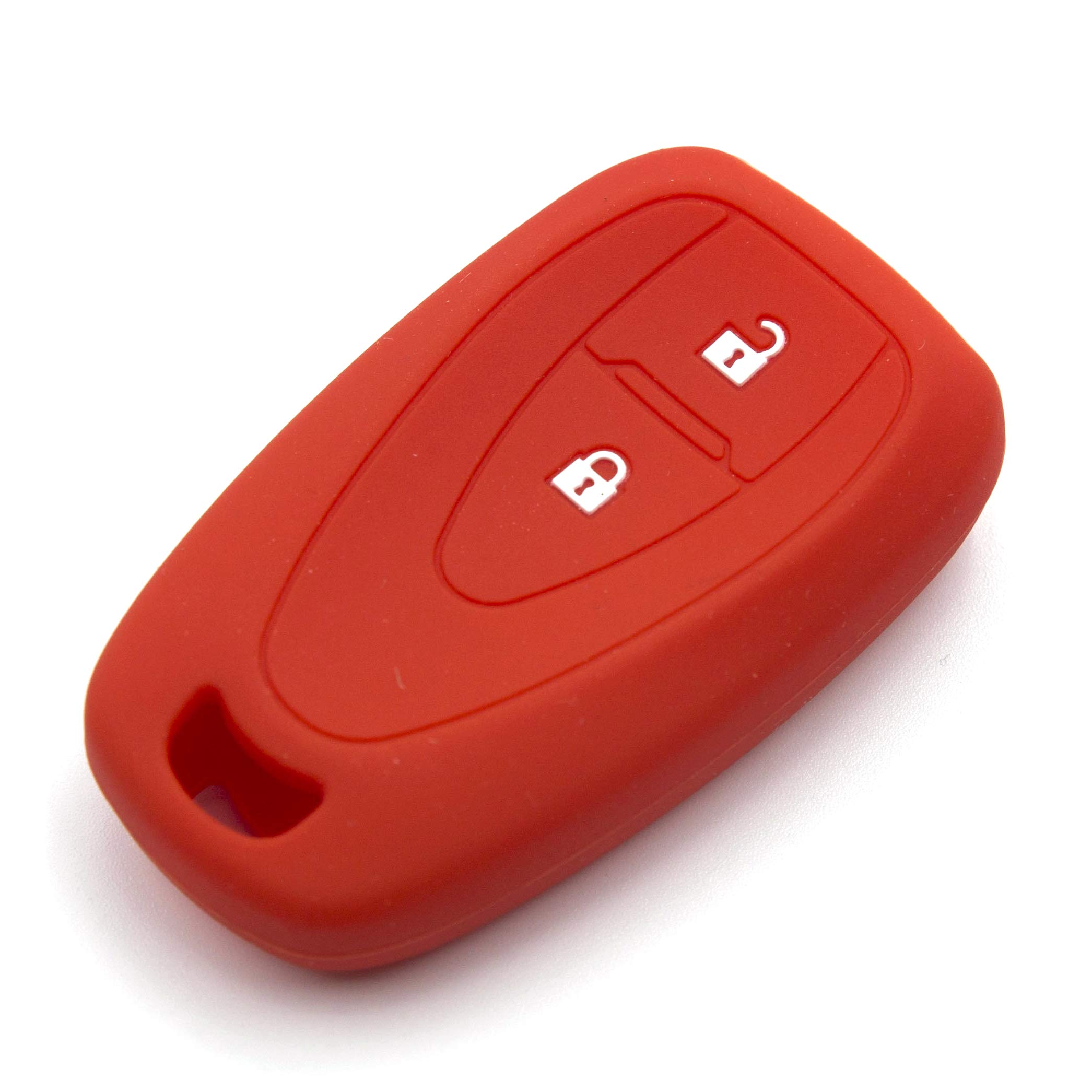 LIGHTKOREA 2Button Silicone fob Remote Smart Key Case Protector Cover Compatible with Chevrolet Trax Spark (Red)