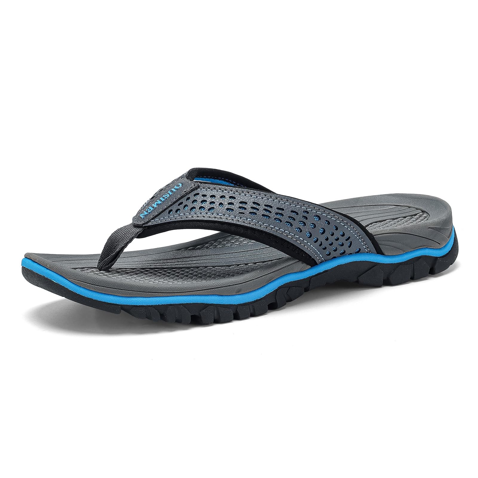 SYKT Mens Sport Flip Flops Slides Arch Support Comfortable Casual Thong Sandals Cushion Slip on Slippers