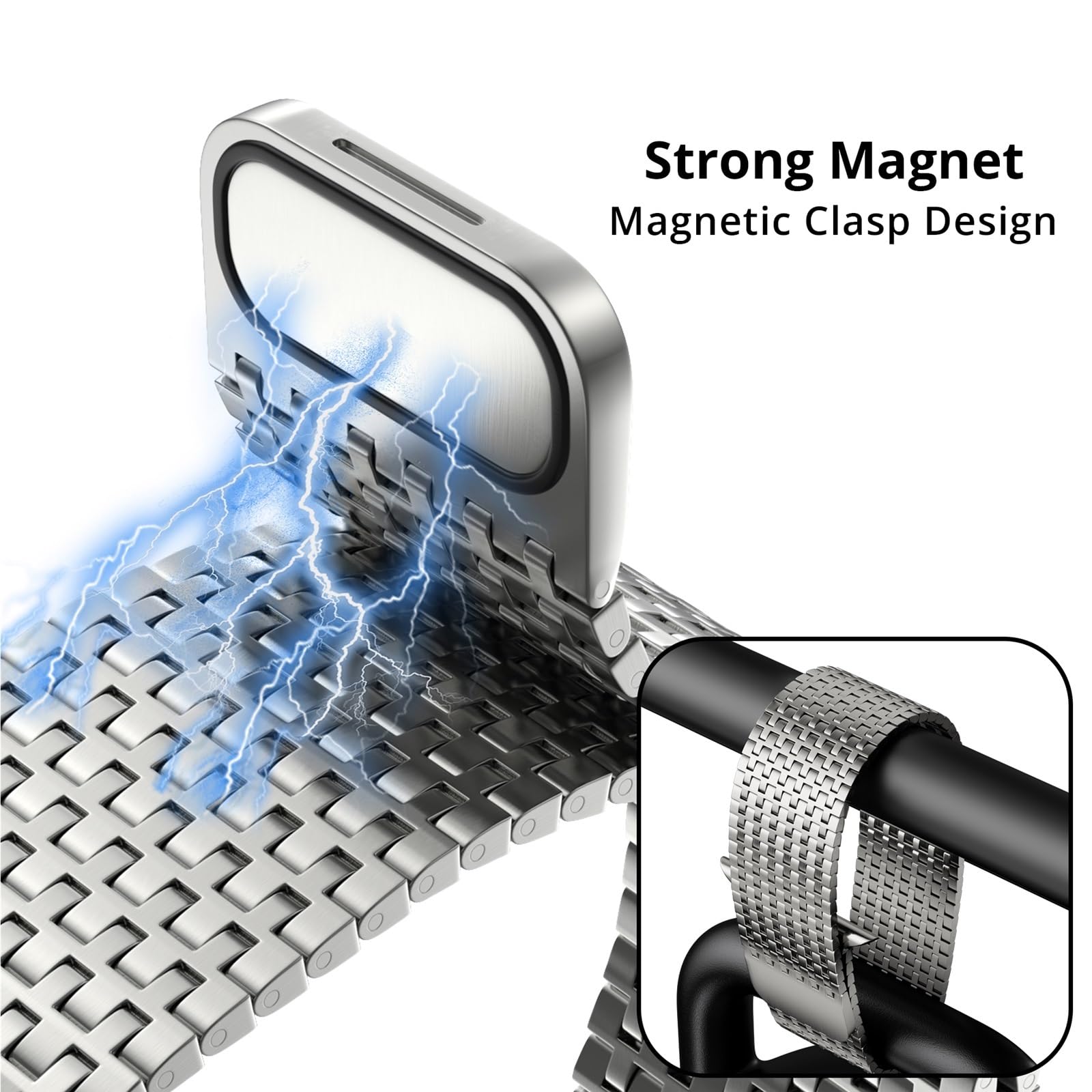 Bracelet de fermoir magnétique en acier inoxydable à boucle en maille pour Apple Watch BAND Ultra 2 49MM série 10/9/8/7/6/SE/5/4/3/2 38/40/41MM 42/44/45/49mm S10 42MM 46MM Sangle