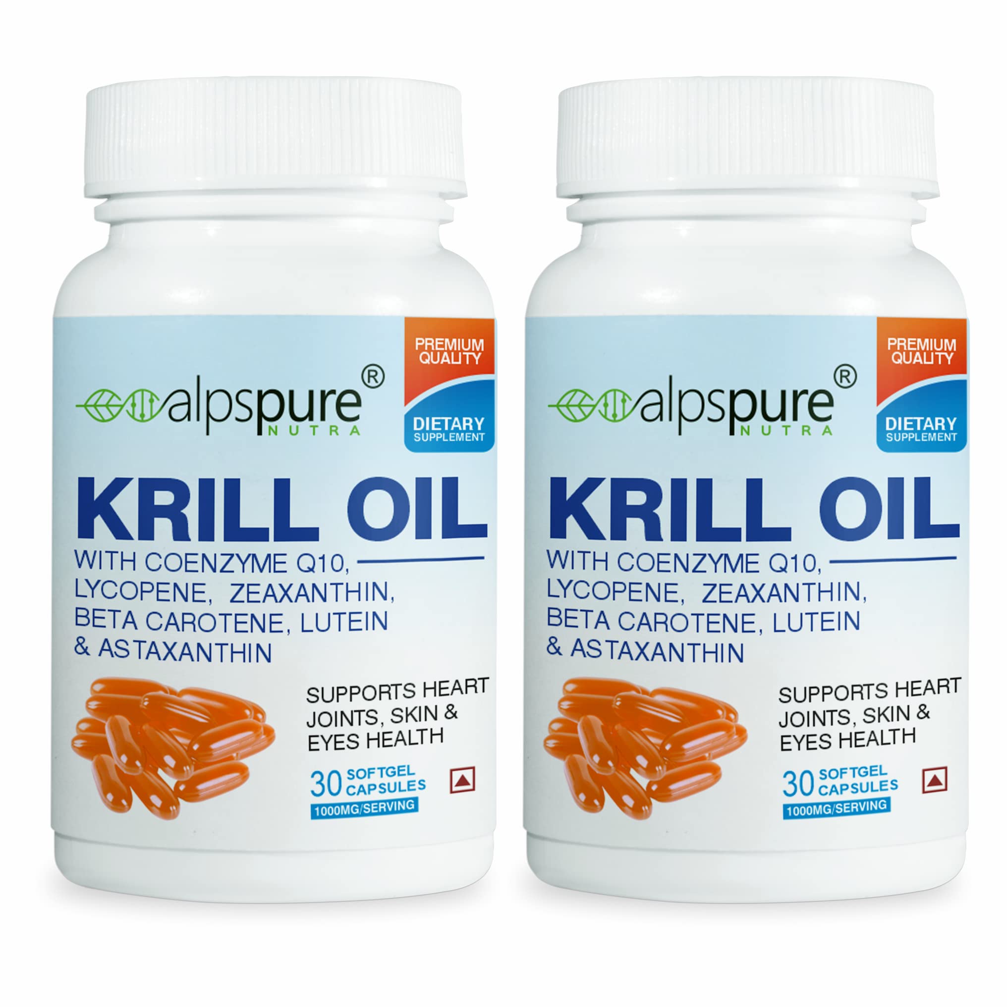 Alpspure Nutra Krill Oil 1000 mg Softgel Capsules | Krill Oil supplement Supports Heart, Joints, Skin & Eyes health | Healthy cholesterol levels, Helps to reduce blood pressure (Pack of-2) (B0B51TZ8RN) Amazon Price History, Amazon Price Tracker