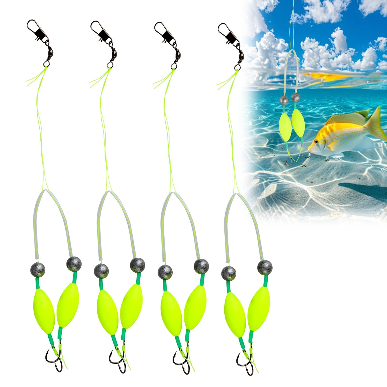 4 piezas doble gancho invertido para pesca de la carpa, anzuelo doble con fondo de línea invertida, para pescadores principiantes y confirmados, ideal para pesca de golpe, mar y agua dulce