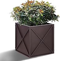 Vista 11 de BAYN Macetero Cuadrado de Metal Maceteros Altos para Plantas de Exterior Moderno Resistente con Agujeros de Drenaje para Exterior Interior Patio