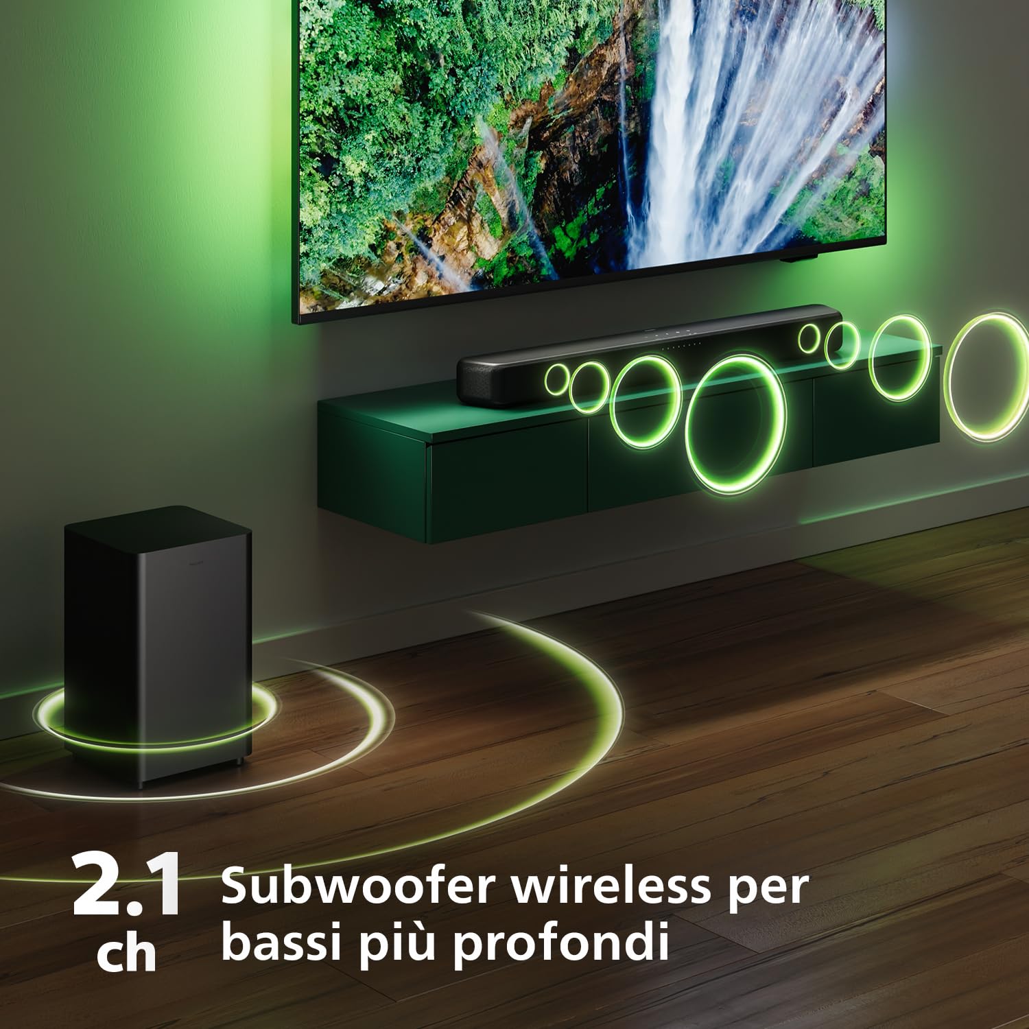 Philips TAB5309 Soundbar 2.1 con subwoofer wireless - 2.1 canali 240W, DTS Virtual X, Bluetooth 5.4, HDMI ARC, Connessione ottica e connettività USB - Grigio Scuro