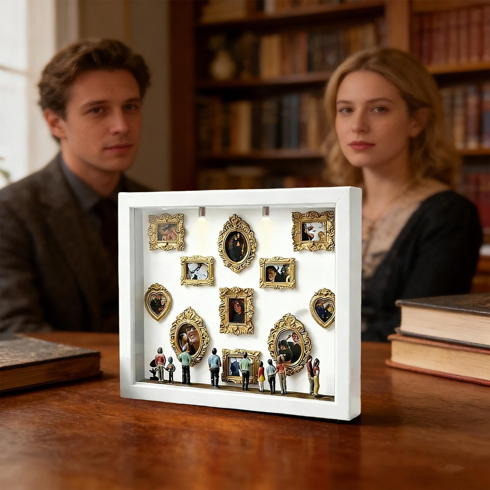 Personalisierbarer Schattenrahmen für Paare – Mini Museum Kit DIY mit Silhouette, Display für Fotos kleine Box Silhouette Museum DIY Miniatur Speicher Dekoration | Mini Museum