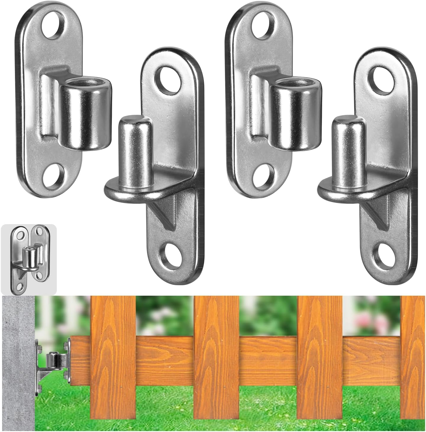Gate Hinge Heavy Duty, 4Pack Gate Hinges with 16 Screws, SUS304 Heavy Duty Gate Hinges for Wooden Fence with 5/8'', for Wooden Fences and Farm Gates