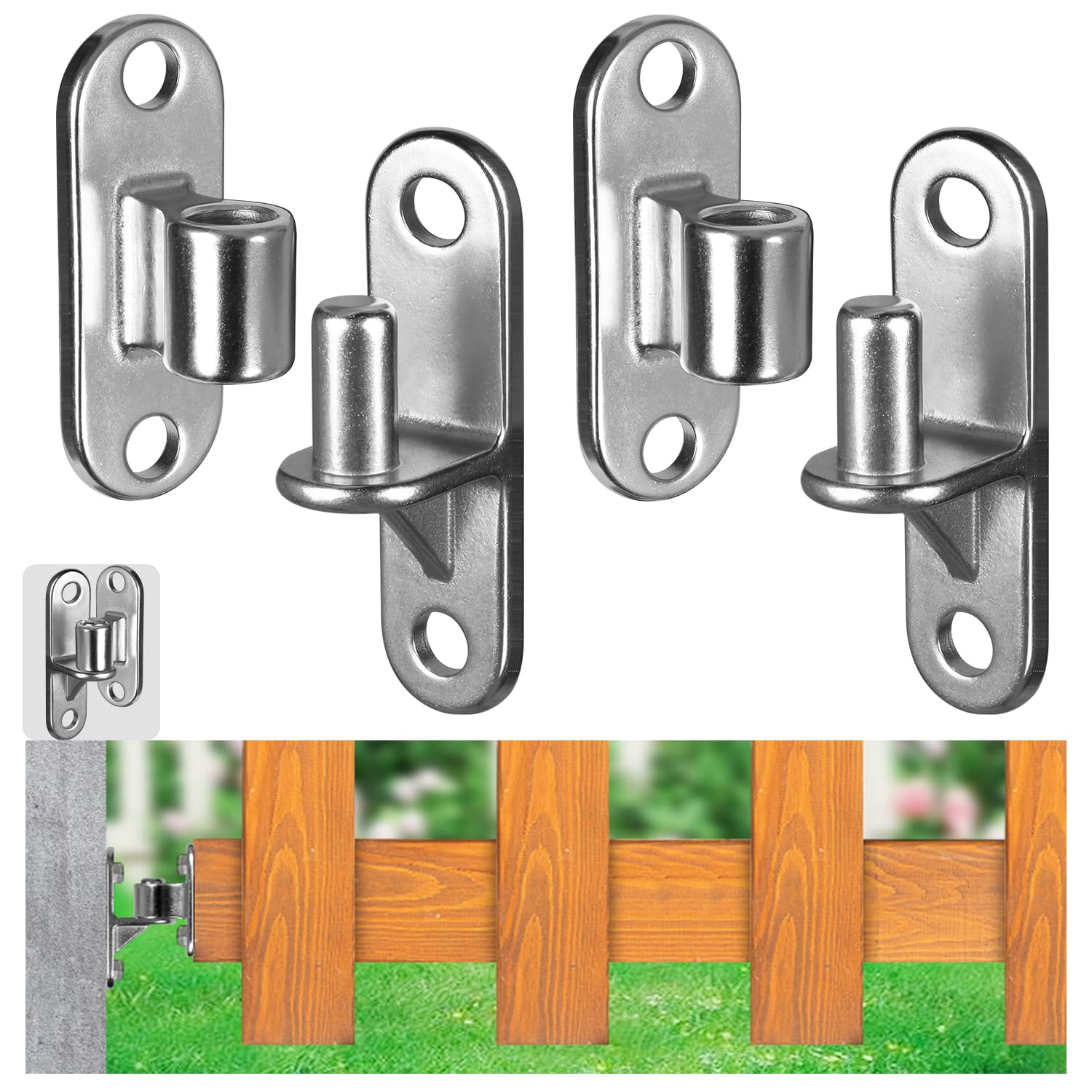 HAGWARE Gate Hinges Wall Mount Gate Hinge, 2Pack Heavy Gate Hinges, SUS304 Heavy Duty Hinges for Wooden Fence with 5/8'', Capacity Up to 600LBS for