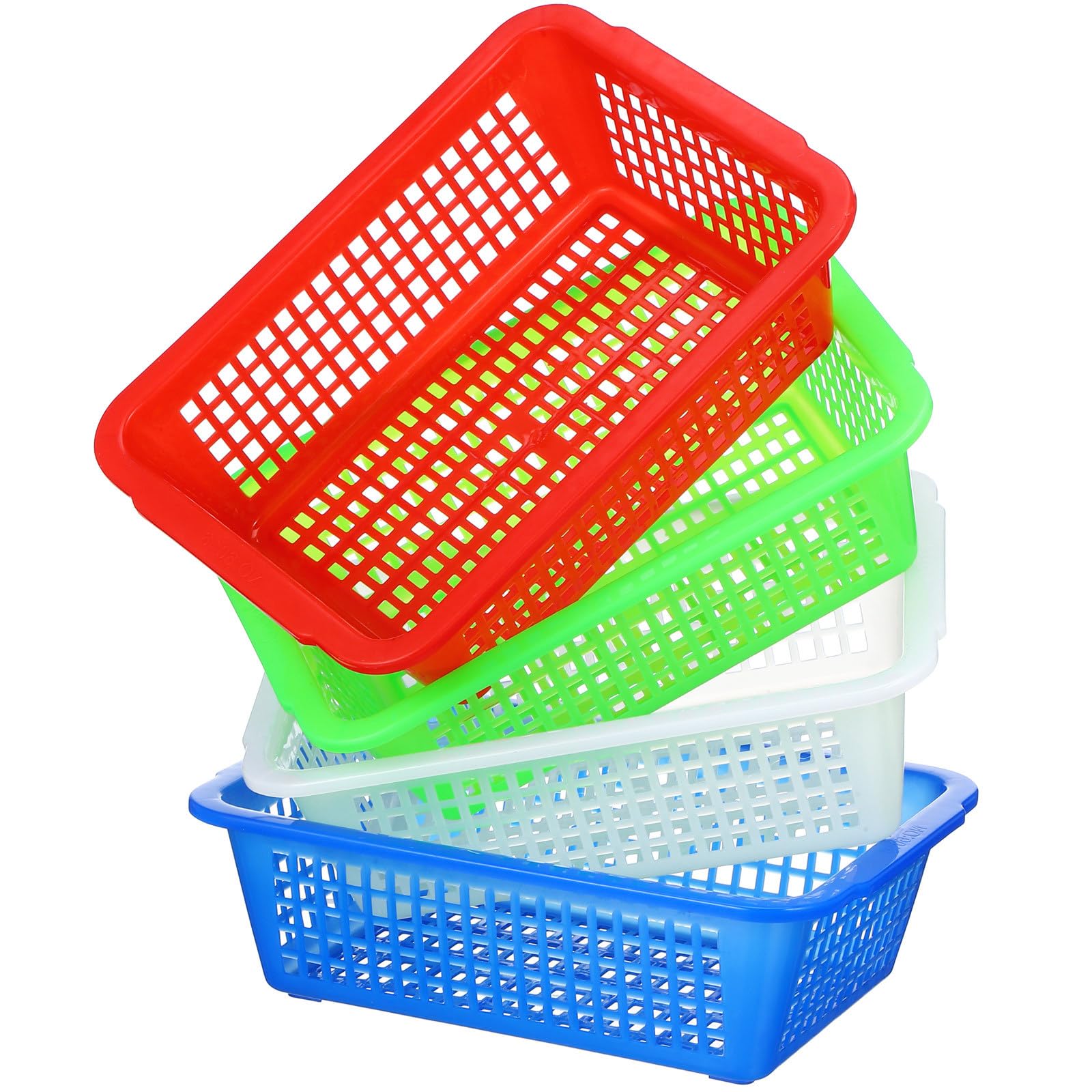 Cabilock 4pcs Storage Baskets Supermarket Basket Household Fruit Baskets Kitchen Accessory Plastic Organizer Basket, Stackable Design for Easy Storage, Perfect for Kitchen and Office Use