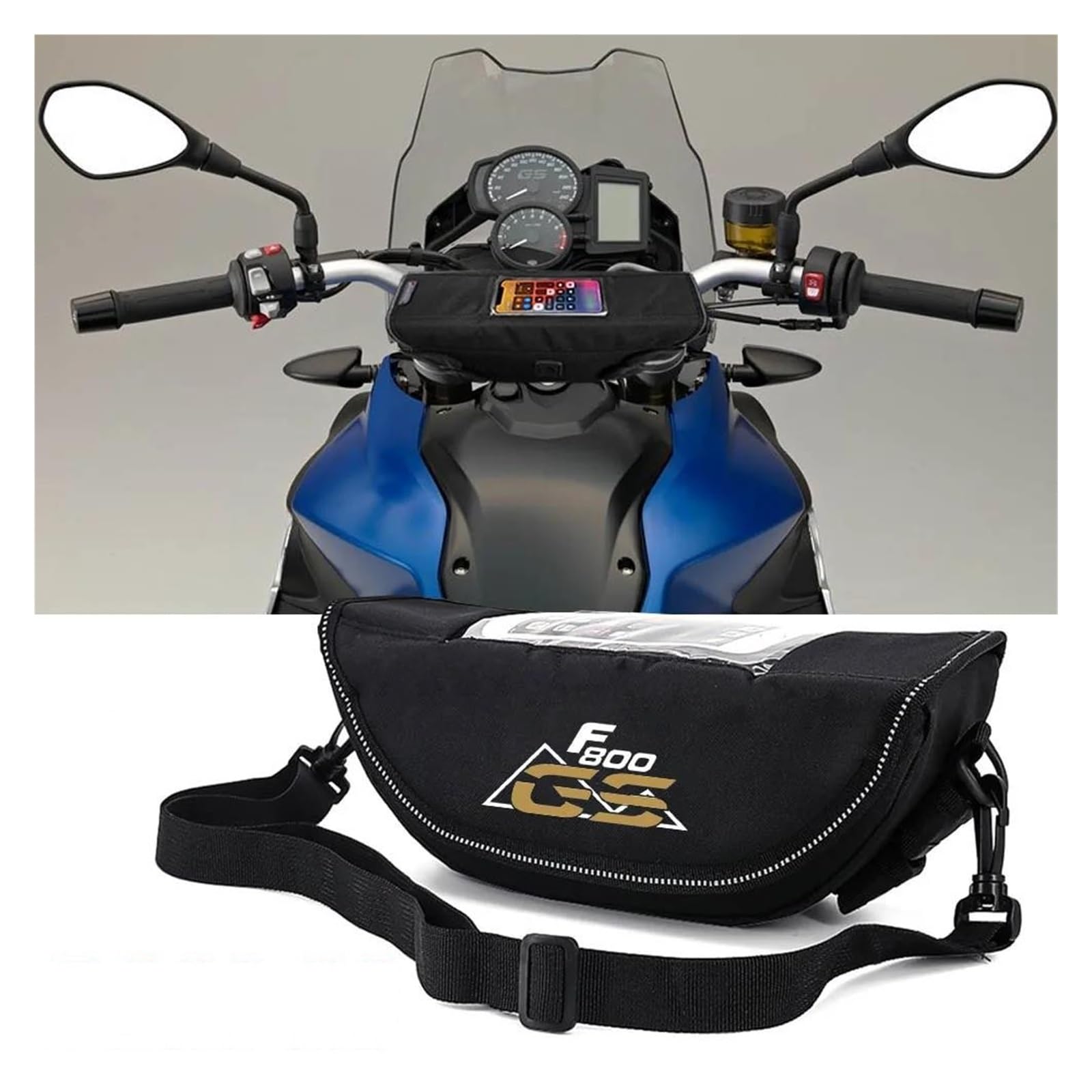 Borsa Manubrio Moto Borsello Manubrio per BM&W F800GS F800 GS F 800 GS Borsa da Manubrio Impermeabile per Moto(D)