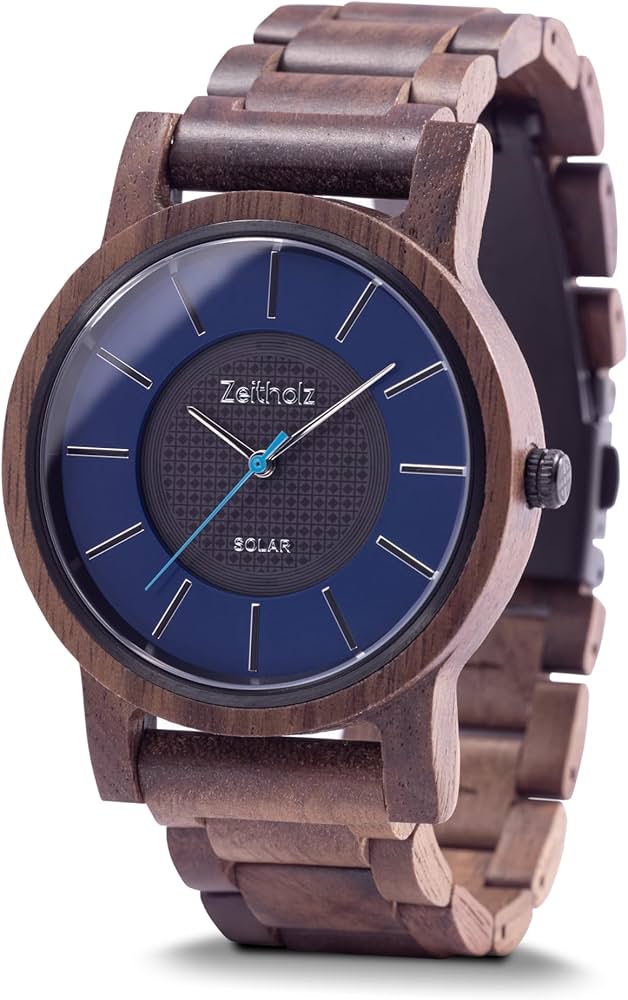 青い木製アナログ腕時計 Amazon.co.jp: Zeitholz 木製腕時計 メンズ ソーラーウォッチ ギフト