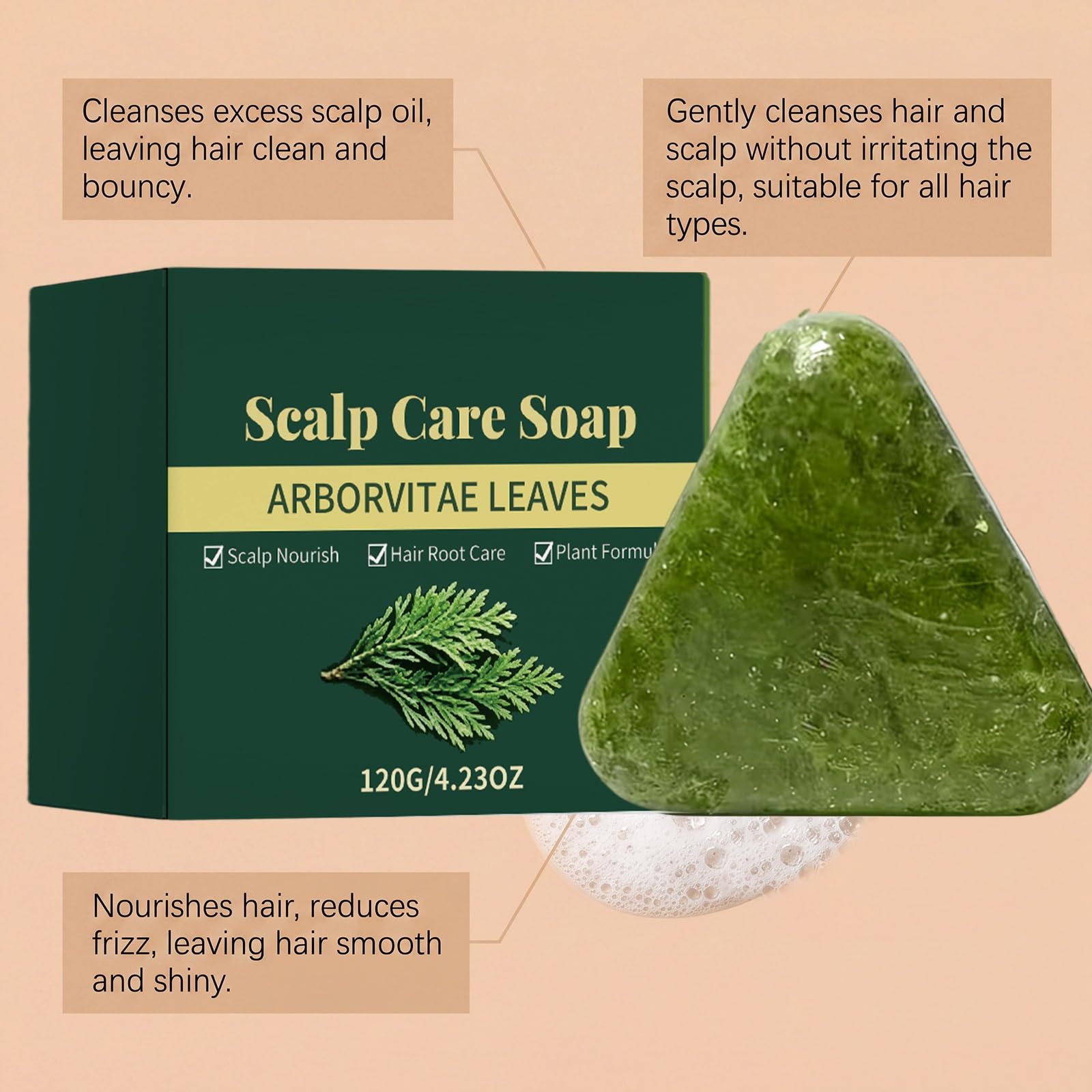 Shampoo Seife Bar, Triangle Solid Shampoo zu helfen.120ML (5PCS) | Festes Shampoobar auf Pflanzenbasis verbessert Kräuselung im Haar, Haarwachstum stärkt das feste Shampoo für Frauen Männer.