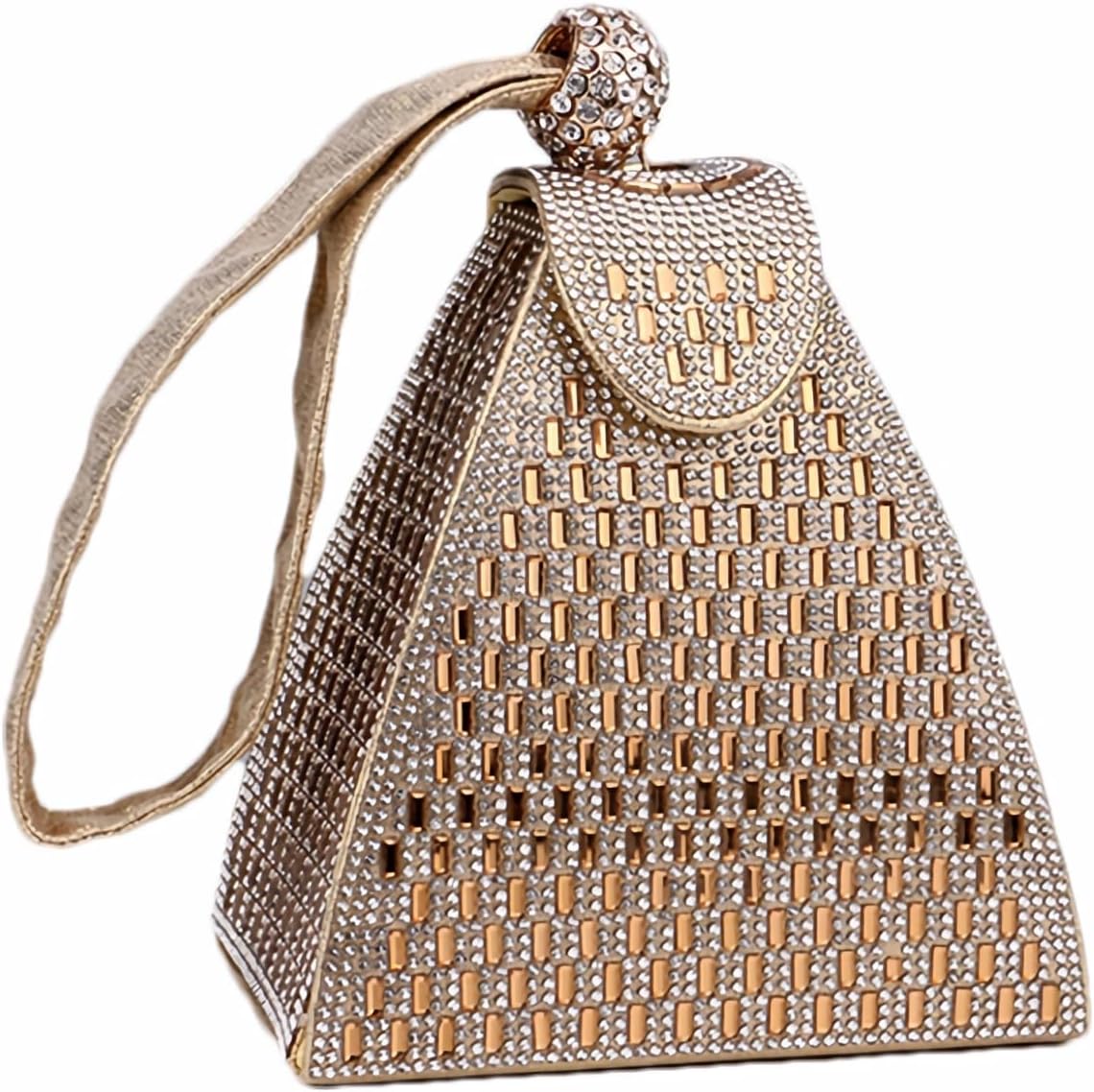 Small Rhinestone Clutch Purse for Womem Sparkly Glitter Triangle Evening Bag Wristlet Handbag