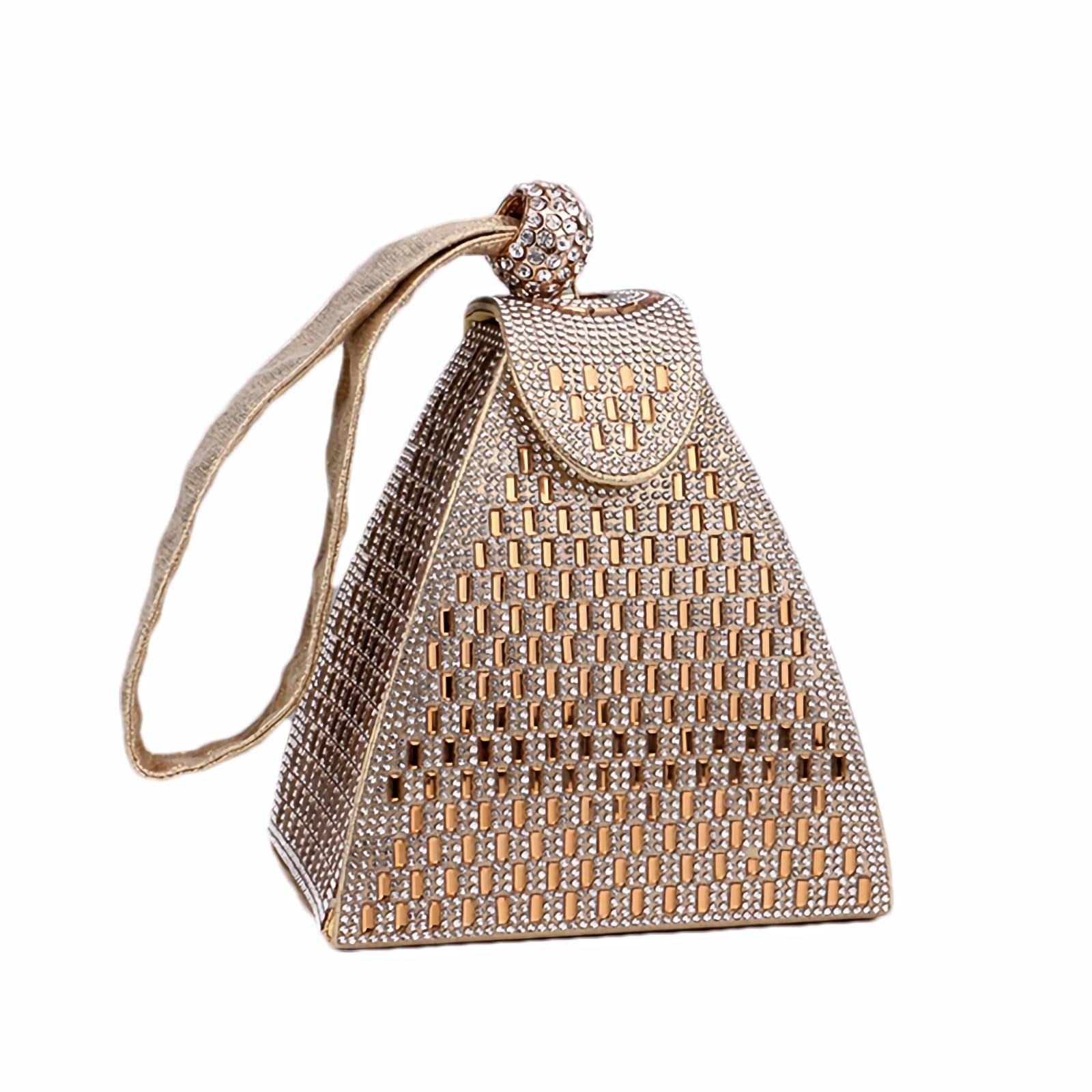Piccola Clutch a Triangolo con Strass per Donna Borsa da Sera Glitter Borsetta da Polso