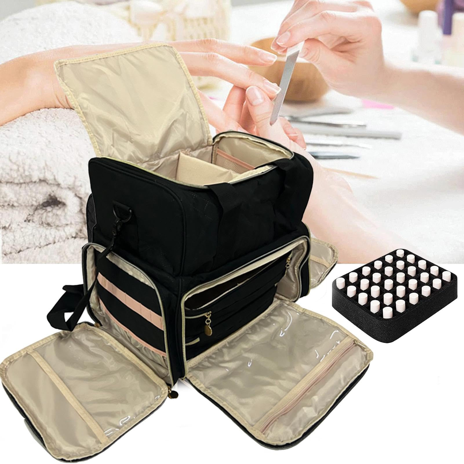 Organizer na lakier do paznokci, torba podróżna na zestaw do manicure | organizer na lakier do paznokci, mieści 48 butelek, torba podróżna na akcesoria do manicure