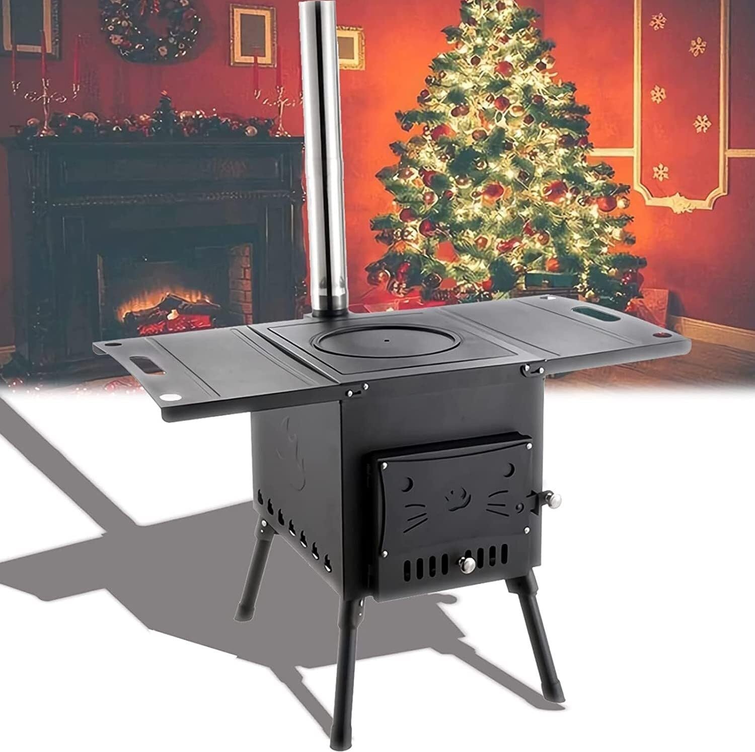 Stufa Per Tenda A Legna Da Campeggio All'aperto Stufa Per Giraffa Stufa Pieghevole Portatile In Acciaio Inossidabile 304 Con Camino Brasero Forno Grande