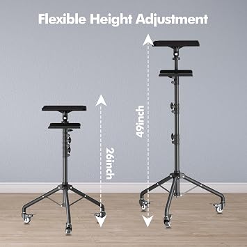 Projector Stand Tripod Laptop Tripod on Wheels with 2 Shelves