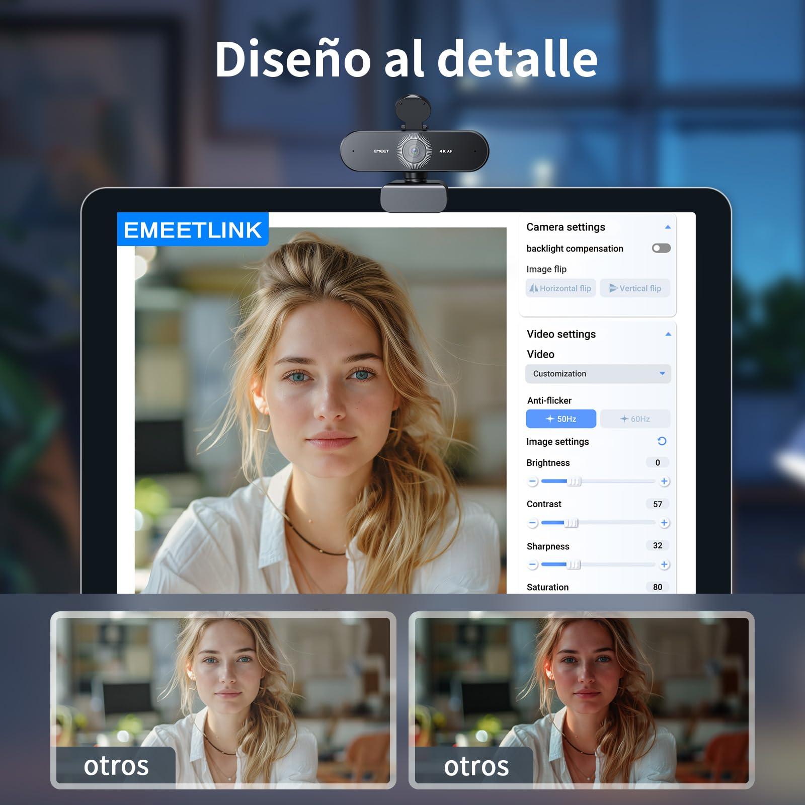 EMEET Webcam Nova 4K, Webcam 4K Avec 2 Microphones et Réduction du Bruit, Web CAM Ultra HD Grand Angle 73° Avec Cache-objectif, Autofocus PDAF, Compatible Mac, Ordinateur Portable, Zoom et Teams
