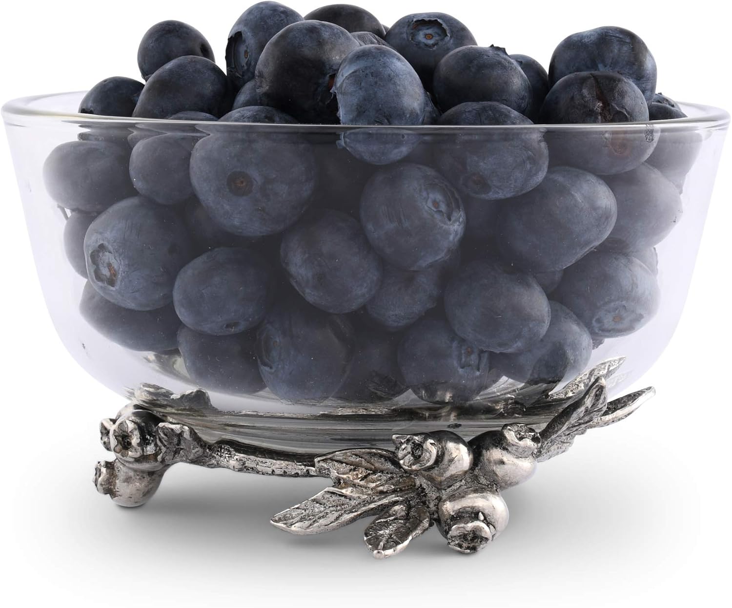Vagabond House Dip/Candy/Fruit Glass Bowl with Blueberry Base 5.5 inch Long x 5.5 inch Wide x 3.5 inch Tall