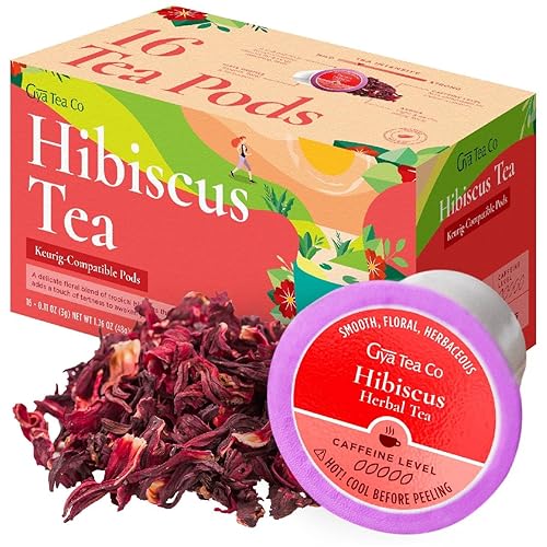 Gya Tea Co Té de hierbas de hibisco K Cups para Keurig Cápsulas de té de hierbas descafeinado K Cup Teas para Keurig Té de hierbas de hibisco K
