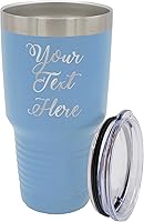 Personalized MyPersonalMemories 30 oz Stainless Steel Travel Tumbler - Custom Engraved Vacuum Insulated Cup with Lid, Double Wall, Carolina Blue