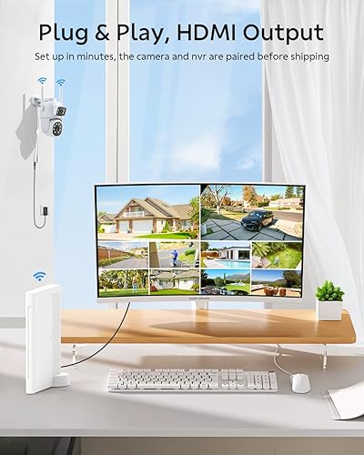 Miniatura 5 de Cámaras de seguridad de doble lente inalámbricas para exteriores, video Full HD 2K, panorámicainclinación de 360, cámara de seguridad para el hogar