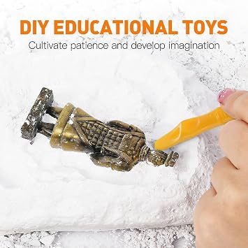 SEWACC 3 Sets Plastic Dig Tool Set, Mini Hammer Chisel Brush Scraper Tools, Archaeology Dig Kit