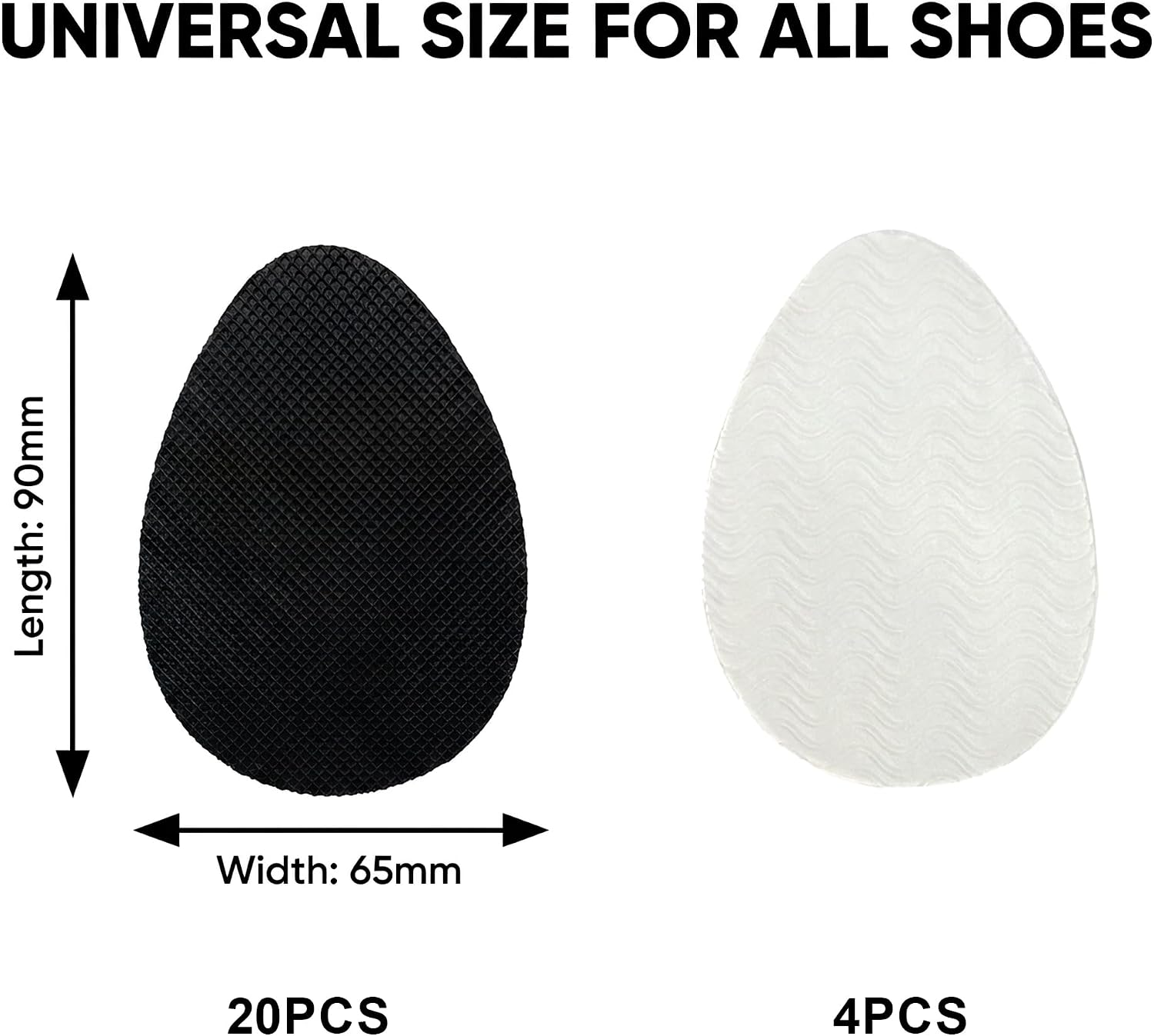 24 Pcs Shoe Grips on Bottom of Shoes, Anti Slip Non Slip Pads for Shoes, Self Adhesive Rubber Shoe Sole Protector for High Heels Boots, Noise Reduction Heel Grips (Black & Clear)