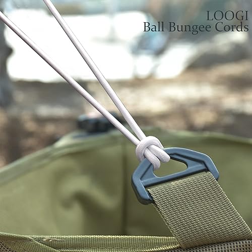 Miniatura 5 de LOOGI Cuerda elástica con bolas, 50 cuerdas elásticas blancas de 4 pulgadas, correas elásticas de lona resistente, correas elásticas de amarre para