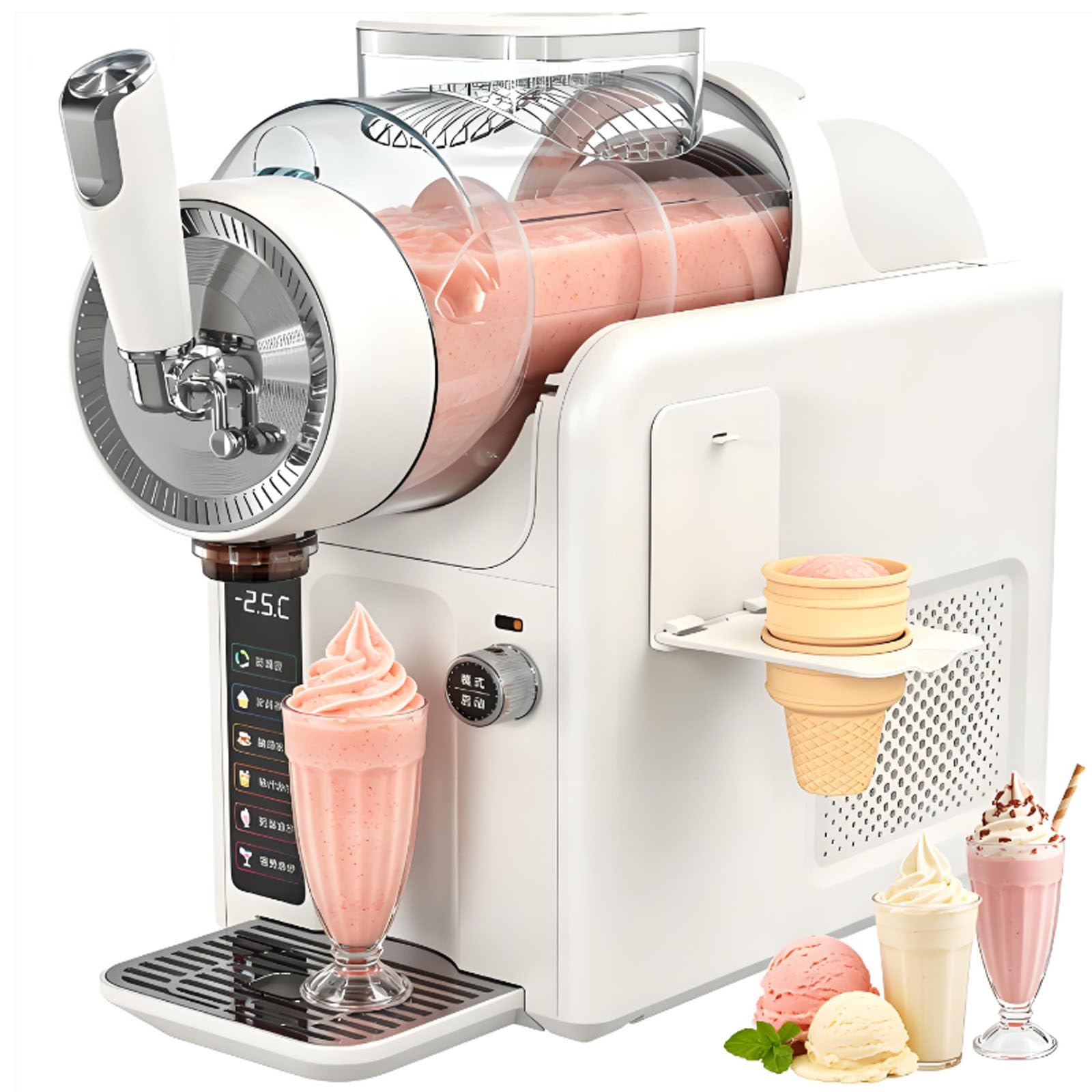 smafoseedding Slushy Machine 185w,No Ice Needed,5-In-1 Slushy Maker Machine For Slushies & Granitas,2000ml Soft Serve Ice Cream Cold Drink Maker W/ 360° Cleaning,Self-Clean,12h Continuous Use White