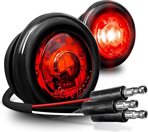 TRUE MODS - 2 luces LED redondas de 34 pulgadas para remolque rojo de 12 V 3 cables  luces traseras de freno de giro DOT FMVSS 108 SAE P2PC Salida