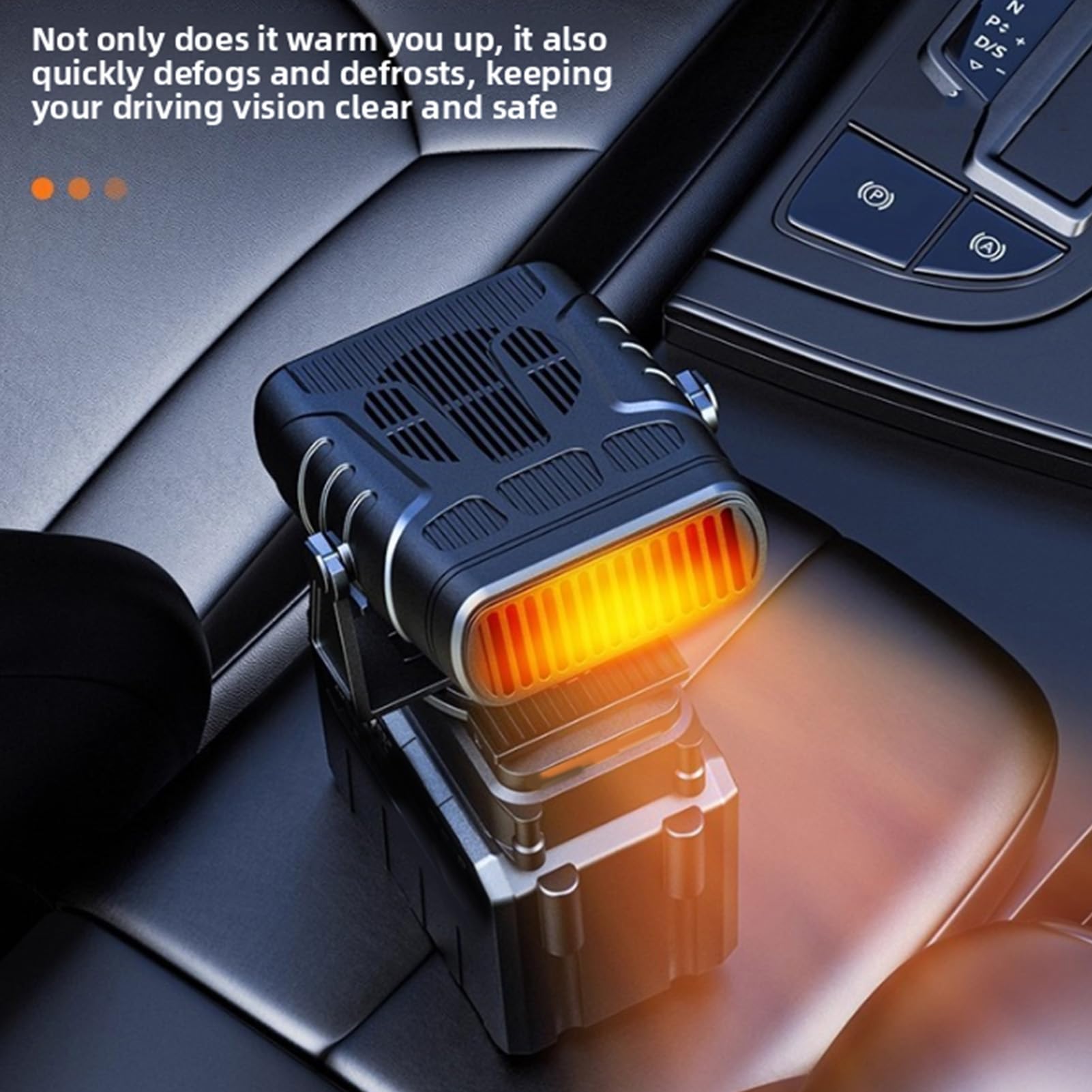Fockety Calentador de Espacio a Batería, Calentador Portátil Recargable a Batería con Diseño Antiinclinación y 2 Ajustes de Calor, Descongelador de Ventana de Coche Inalámbrico