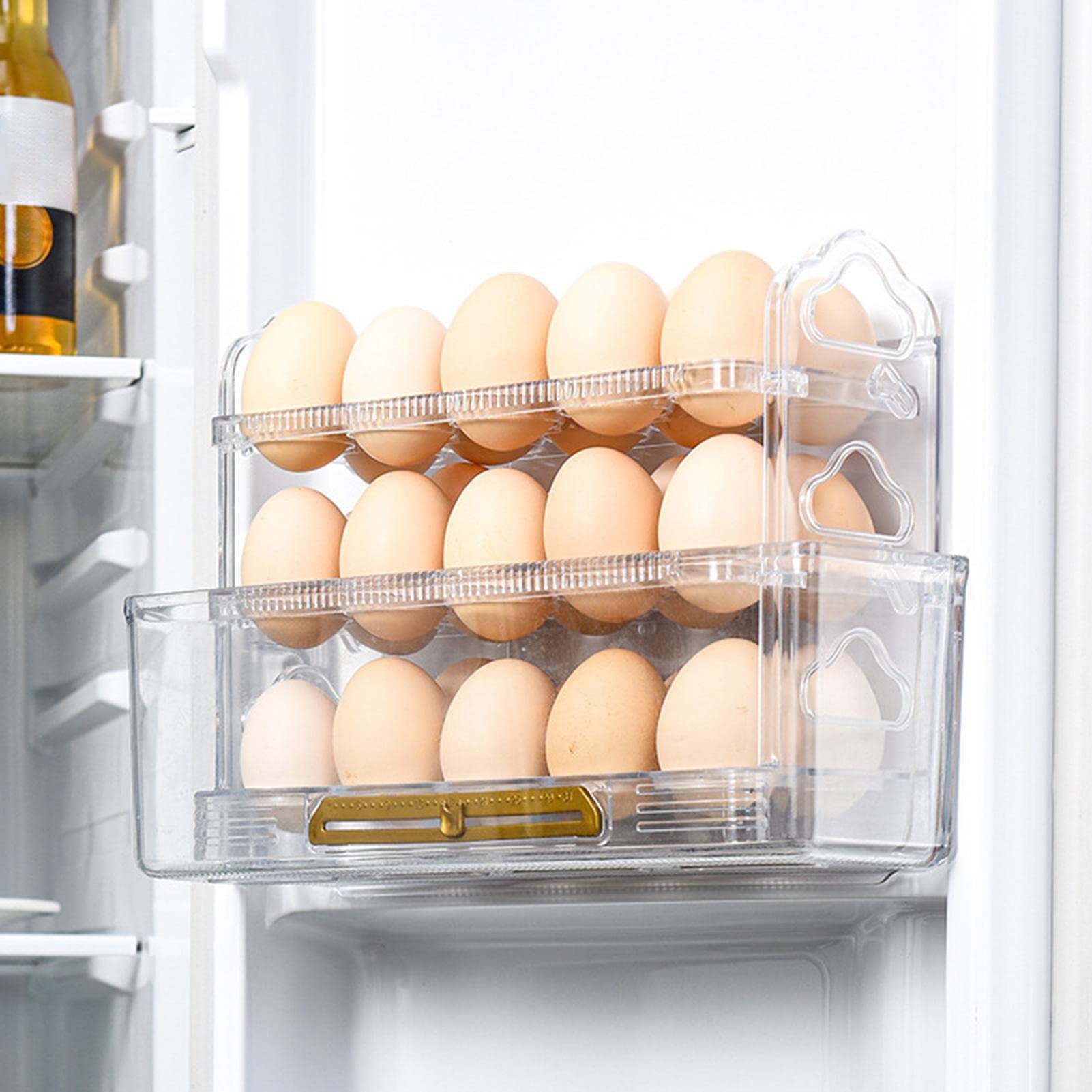 Portauova Per Frigo A 3 Livelli - Dispenser Salvaspazio Per 17 Uova, Grigio