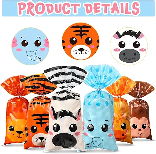 Miniatura 3 de 120 bolsas de golosinas para fiesta de animales de safari de la selva, bolsas de regalo de golosinas, bolsas de dulces de animales para selva,