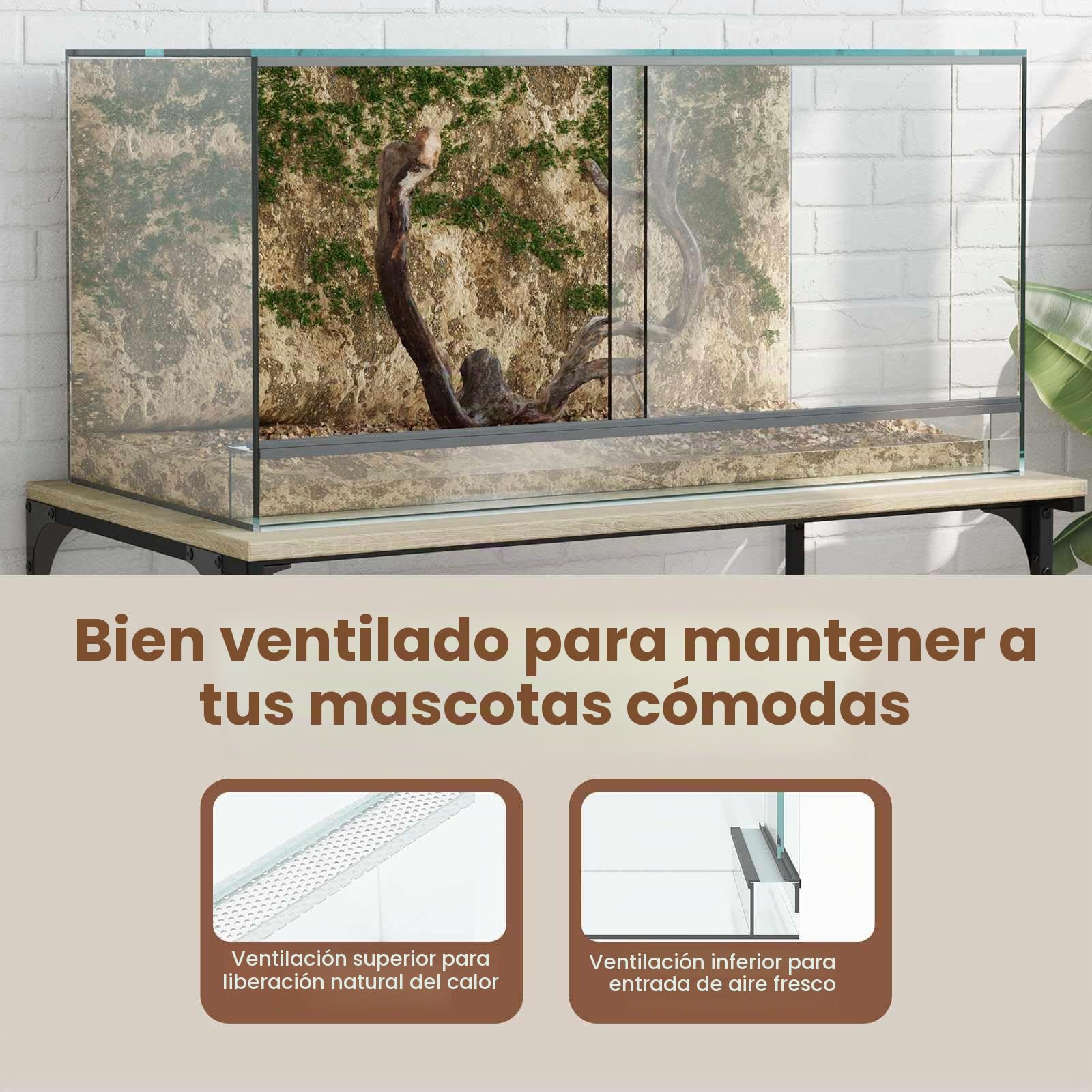 vidaXL Terrario Transparente 80 x 40 x 40 cm Cristal, Terrario de Vidrio Moderno, Refugio Resistente, hábitat 360°, hogar Transparente para Animales